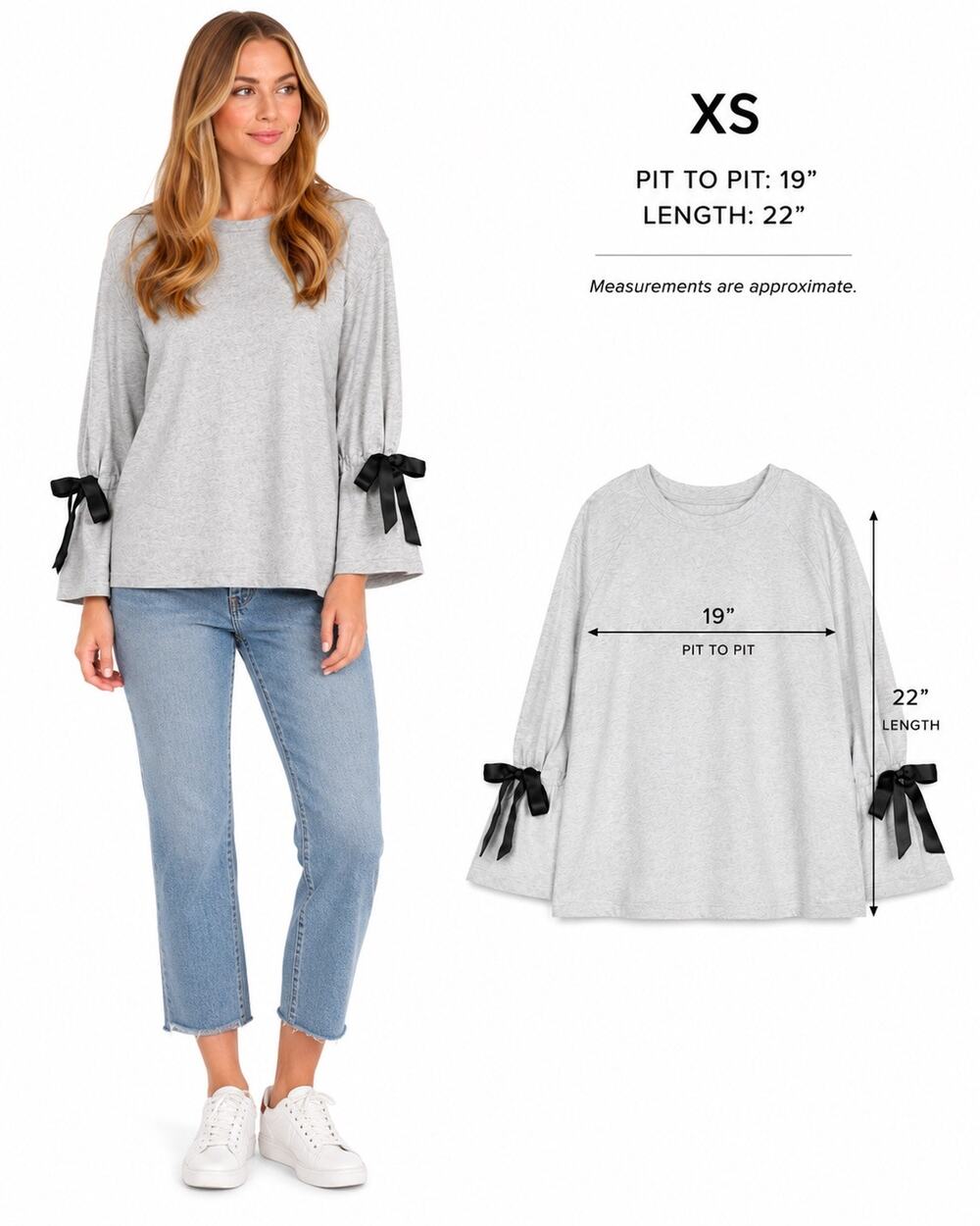 Sanctuary Nordstrom Bow Embellished Flounce Sleeve Romantic Sweatshirt Women XS